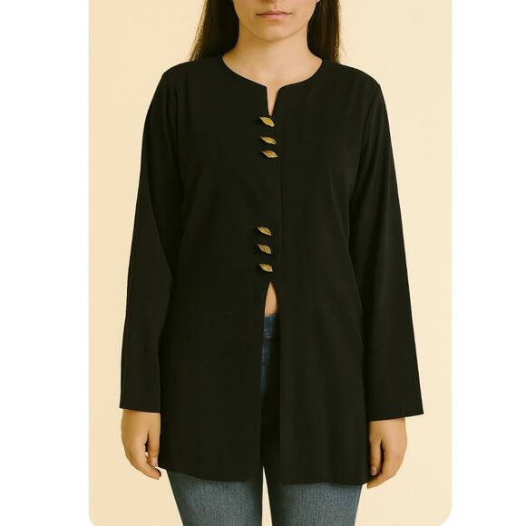 Pride and Joy blouse vintage black blazer with gold hardware made in USA SZ 16 - Picture 1 of 11
